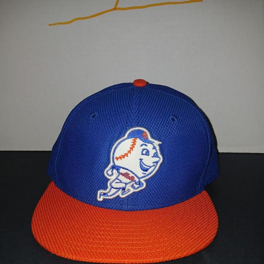 New-Era 59Fifty New York Mr. Mets Orange MLB Baseball Cap Hat Size 7 1/8